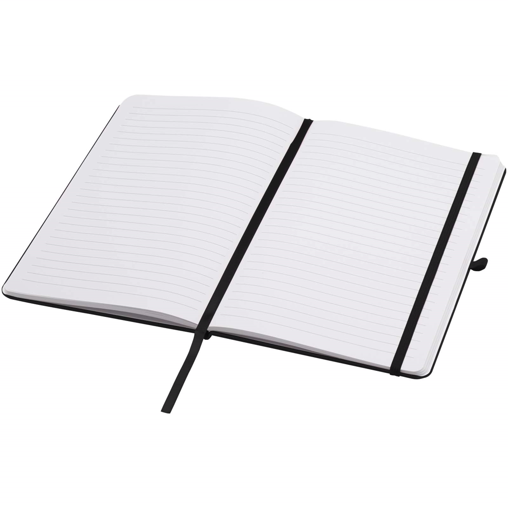 Teak A5 genvunden hardcover notesbog med linjerede sider i farven Ensfarvet sort