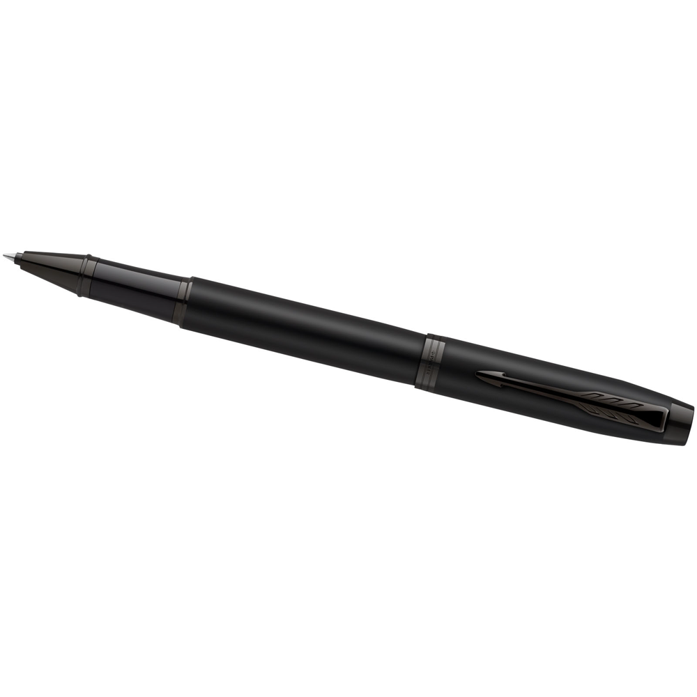 Parker IM farveløs kuglepen og rollerballpen med gaveæske (sort/blå refill) i farven Ensfarvet sort