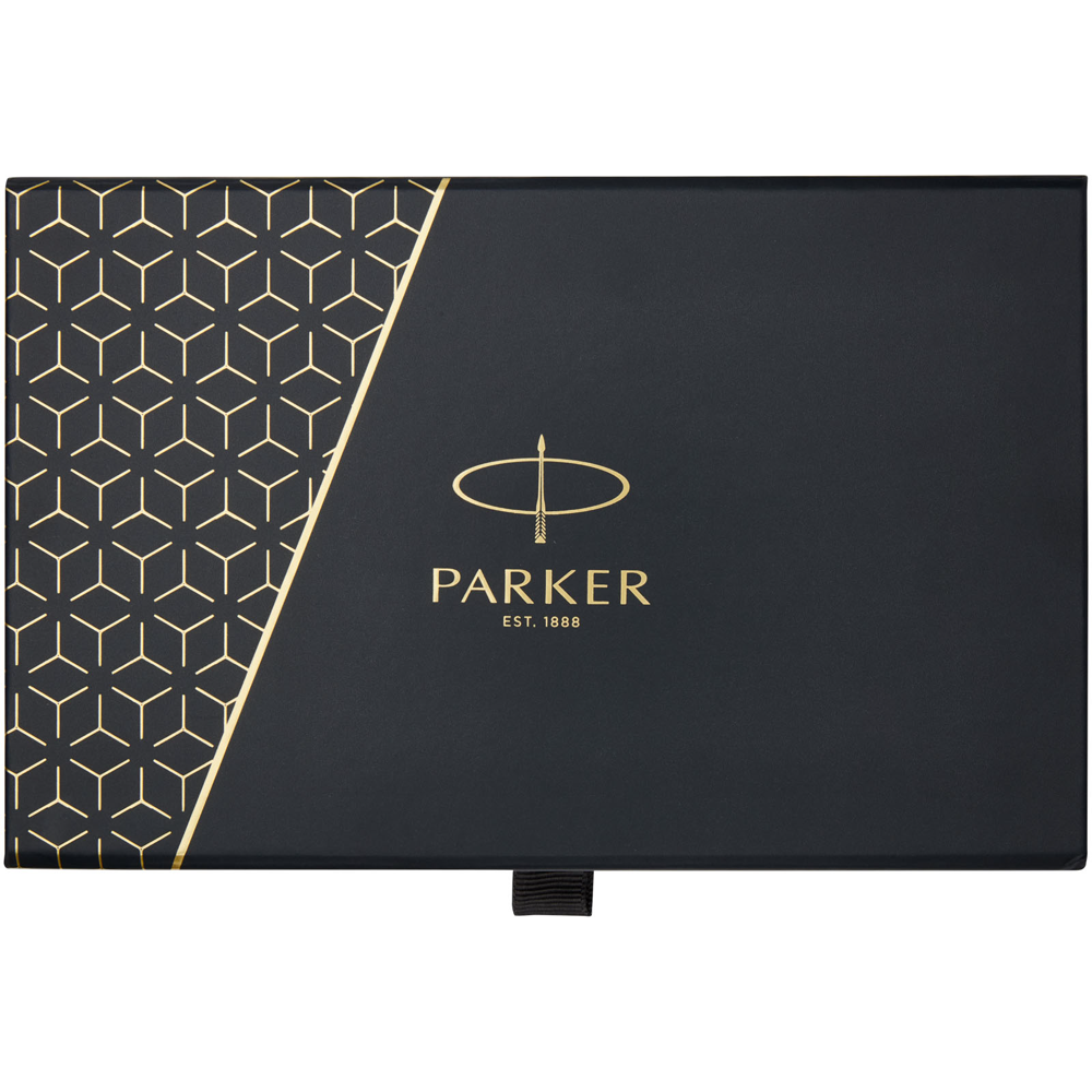 Parker IM farveløs kuglepen og rollerballpen med gaveæske (sort/blå refill) i farven Ensfarvet sort