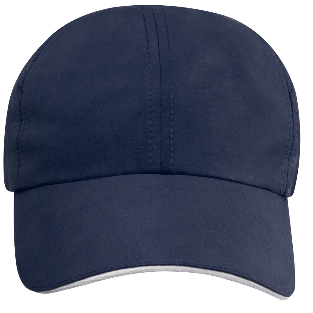 Morion 110 g/m² 6-panels GRS genanvendt cool fit sandwich cap i farven Marineblå