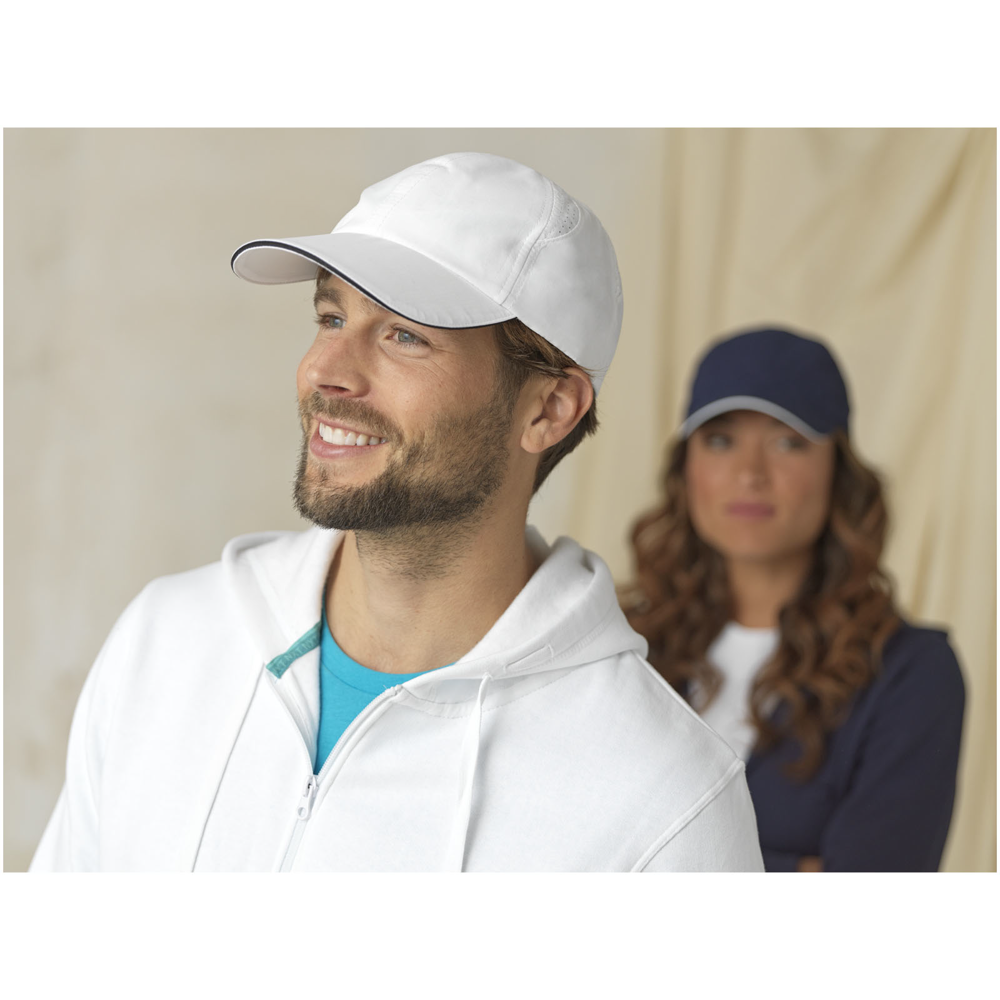 Morion 110 g/m² 6-panels GRS genanvendt cool fit sandwich cap i farven Marineblå