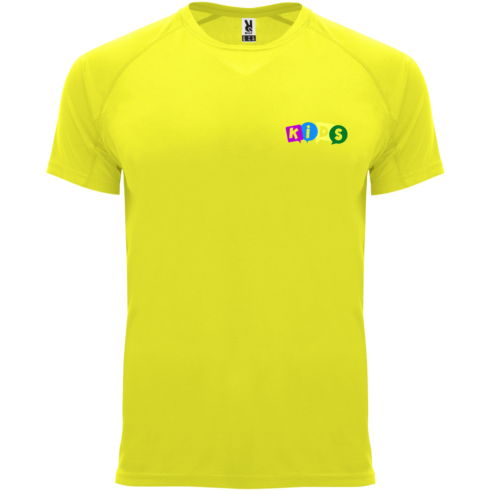 Bahrain 135 g/m² kortærmet sports t-shirt til børn i farven Fluorgul