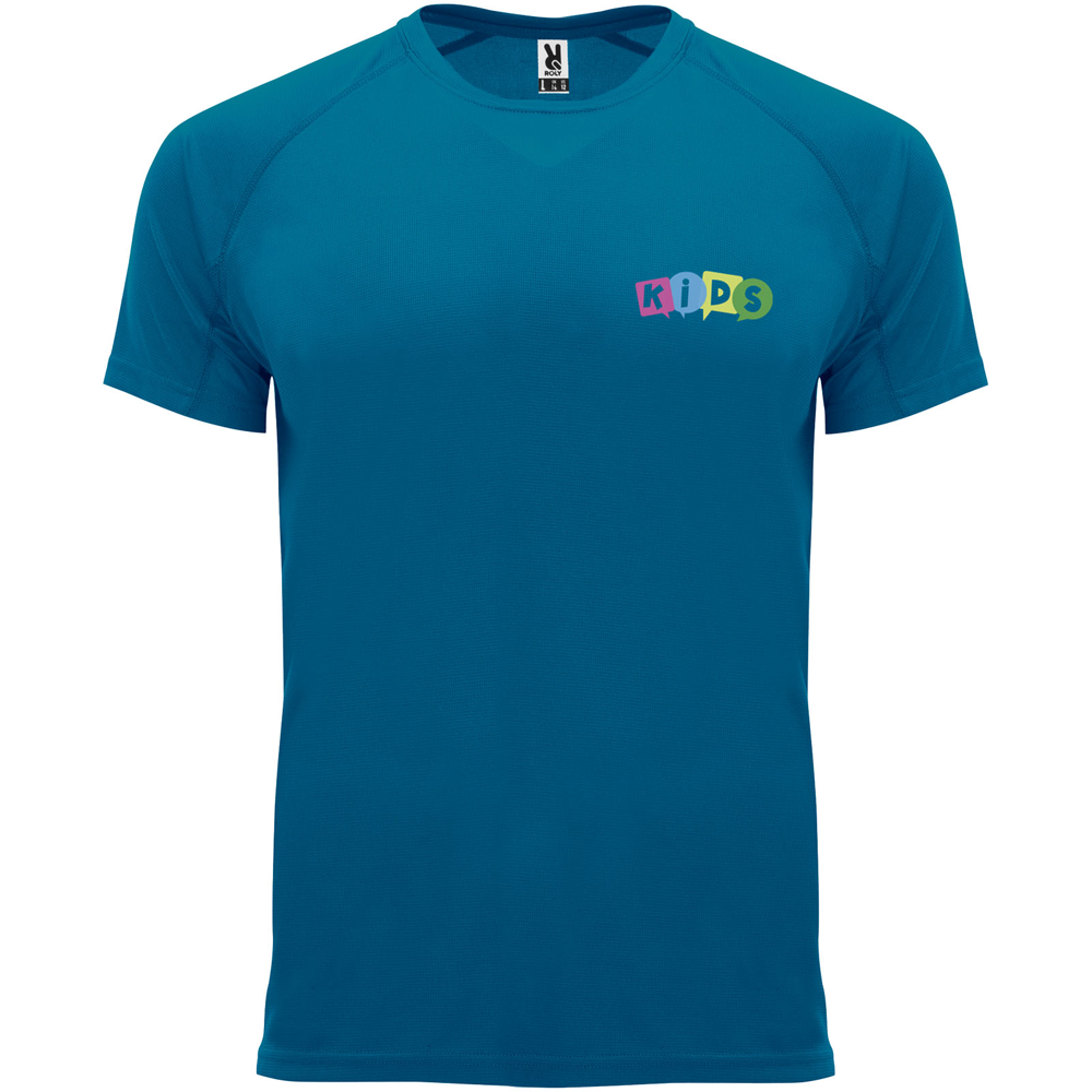 Bahrain 135 g/m² kortærmet sports t-shirt til børn i farven Måneskin blå