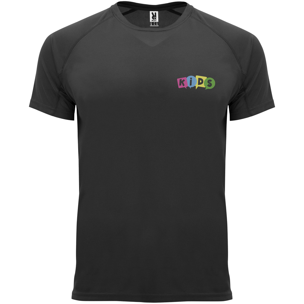 Bahrain 135 g/m² kortærmet sports t-shirt til børn i farven Ensfarvet sort