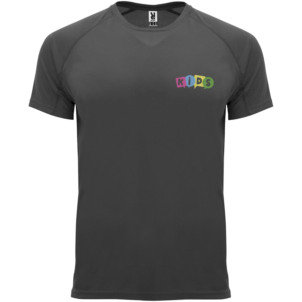 Bahrain 135 g/m² kortærmet sports t-shirt til børn i farven Mørk bly