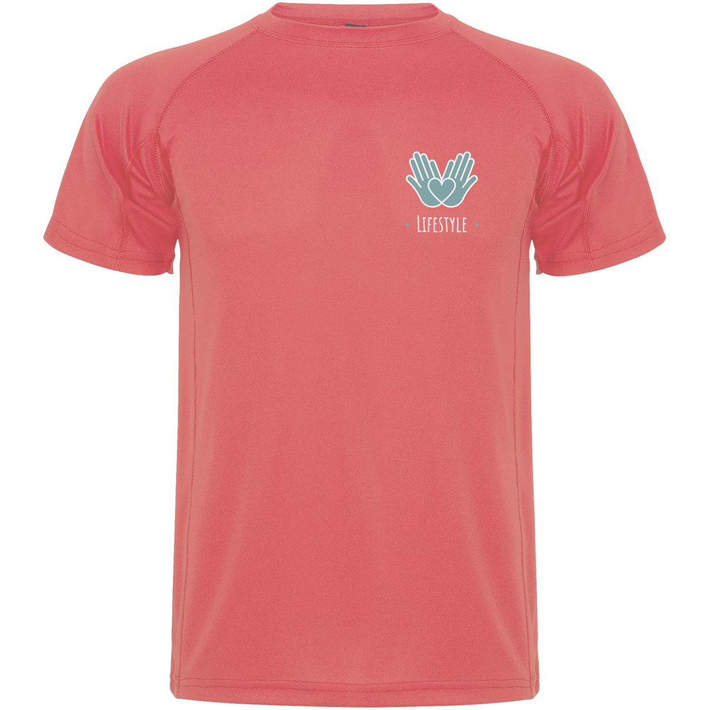 Montecarlo 150 g/m² kortærmet sport t-shirt til mænd i farven Fluorkoral