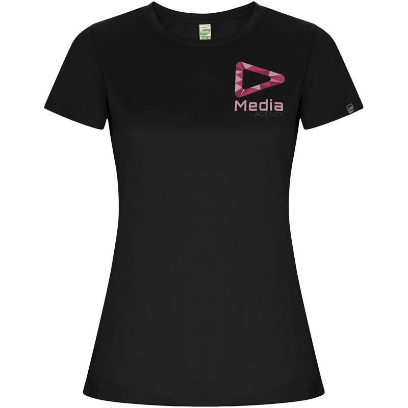 Imola 135 g/m² kortærmet sports t-shirt til kvinder i farven Ensfarvet sort