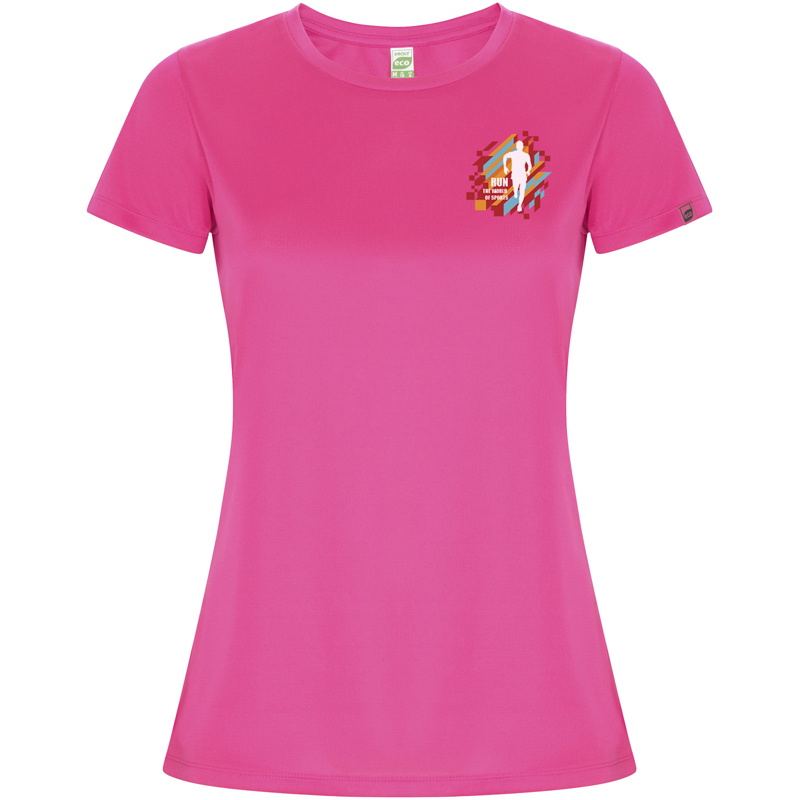 Imola 135 g/m² kortærmet sports t-shirt til kvinder i farven Fluor rosa