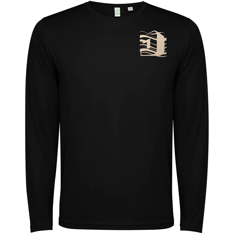Estoril 125 g/m² langærmet unisex t-shirt i farven Ensfarvet sort
