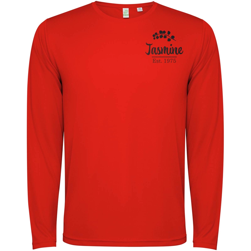 Estoril 125 g/m² langærmet unisex t-shirt i farven Rød