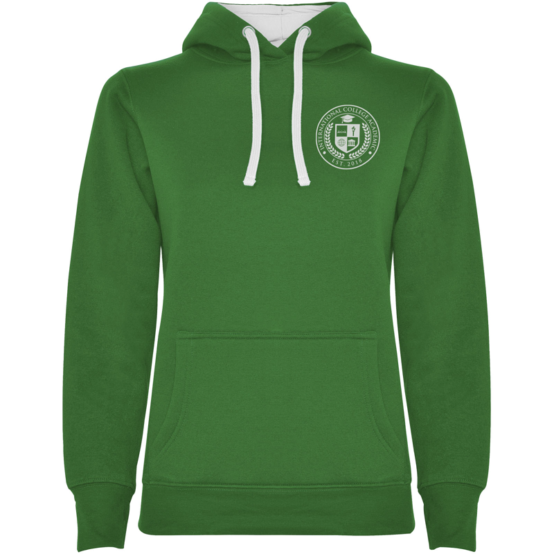 Urban 280 g/m² hættetrøje til kvinder i farven Kelly grøn / Hvid