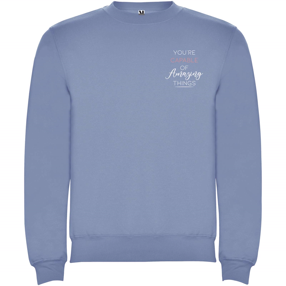 Clasica 280 g/m² unisex sweater med rund hals i farven Zen blå