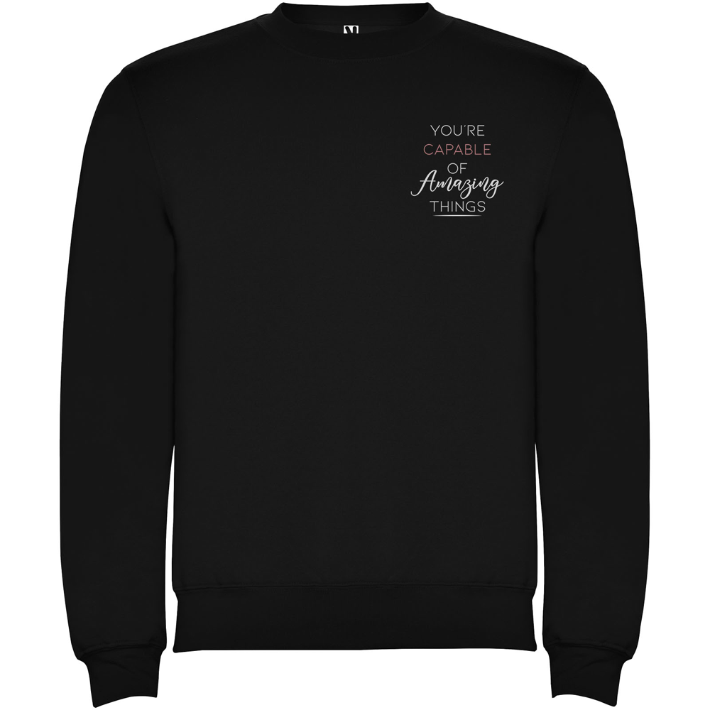 Clasica 280 g/m² unisex sweater med rund hals i farven Ensfarvet sort