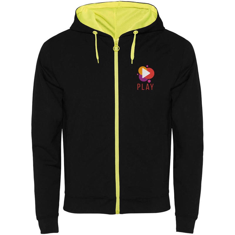 Fuji unisex sweatjakke i farven Ensfarvet sort / Fluorgul