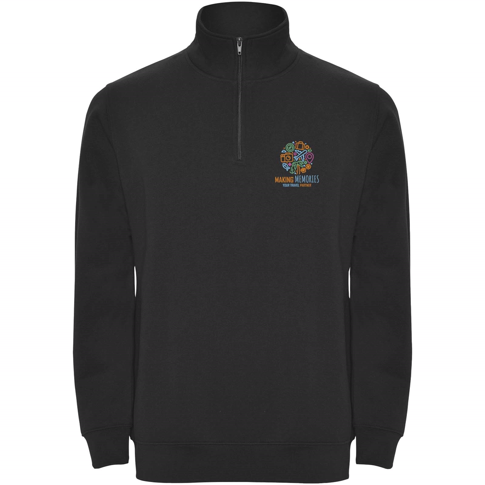 Aneto 280 g/m² sweatshirt med kvart lynlås i farven Ensfarvet sort