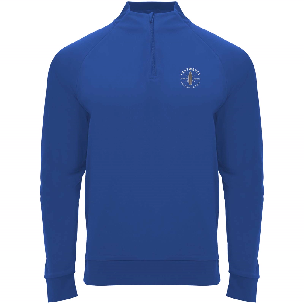 Epiro 200 g/m² langærmet unisex sweatshirt med kvart lynlås i farven Kongeblå