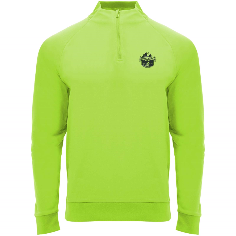 Epiro 200 g/m² langærmet unisex sweatshirt med kvart lynlås i farven Fluorgrøn
