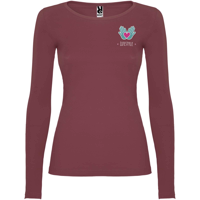 Extreme 160 g/m² langærmet t-shirt til kvinder i farven Bærrød