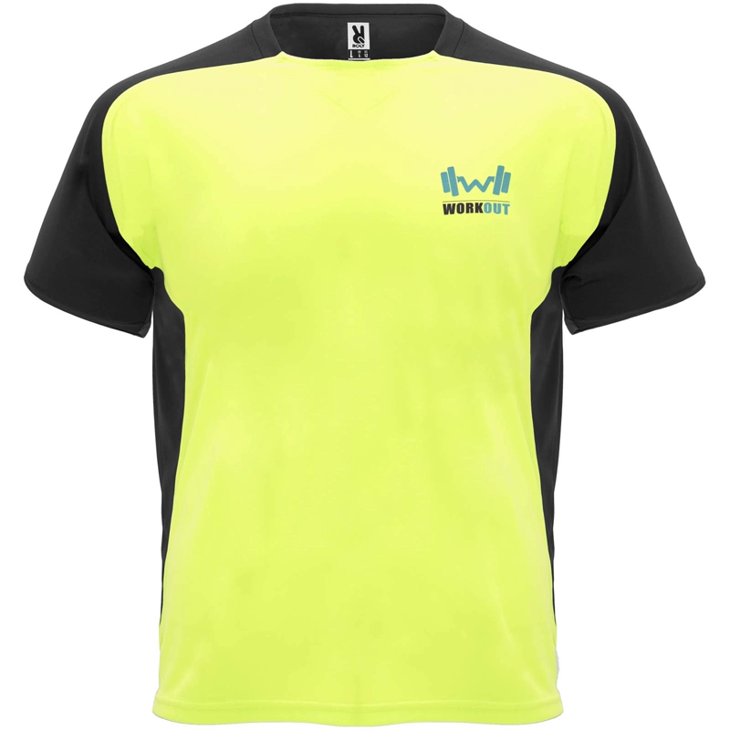 Bugatti kortærmet unisex sports t-shirt i farven Fluorgul / Ensfarvet sort
