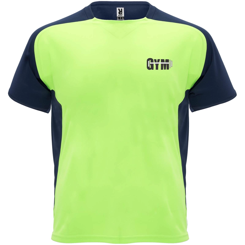 Bugatti kortærmet unisex sports t-shirt i farven Fluorgrøn / Marineblå