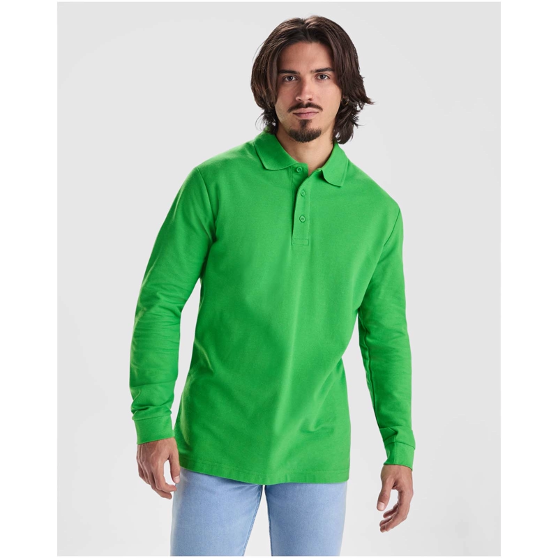 Estrella 220 g/m² langærmet polo til mænd i farven Marineblå