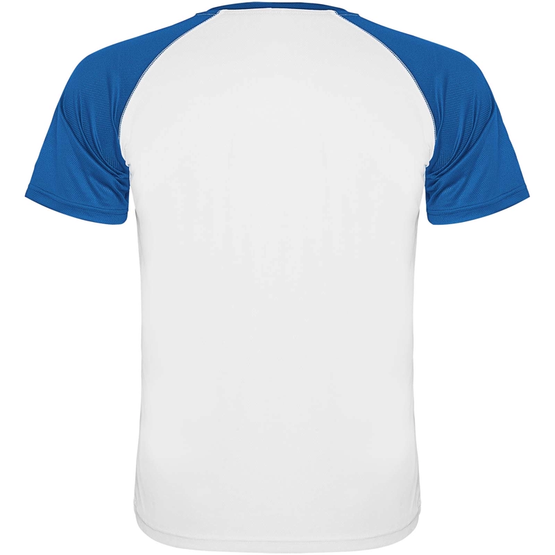 Indianapolis 140 g/m² kortærmet unisex sports t-shirt i farven Hvid / Kongeblå