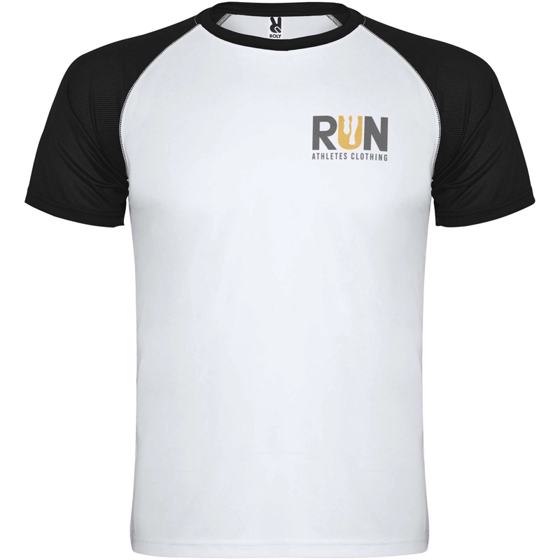Indianapolis 140 g/m² kortærmet unisex sports t-shirt i farven Hvid / Ensfarvet sort