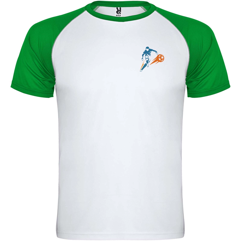 Indianapolis 140 g/m² kortærmet unisex sports t-shirt i farven Hvid / Bregne grøn