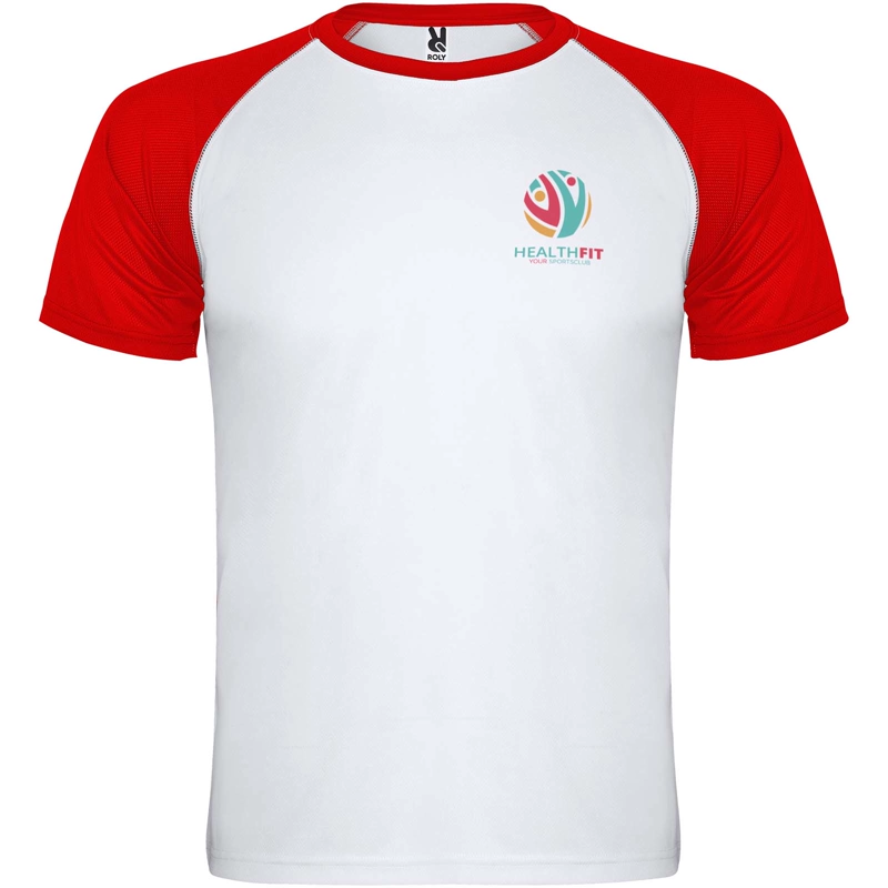 Indianapolis 140 g/m² kortærmet unisex sports t-shirt i farven Hvid / Rød