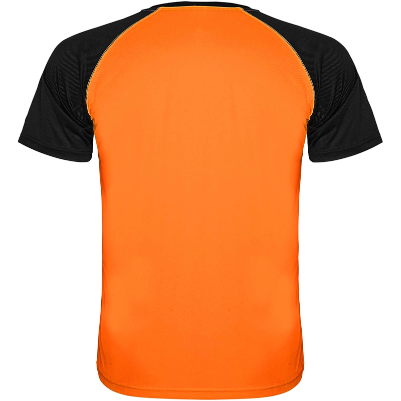 Indianapolis 140 g/m² kortærmet unisex sports t-shirt i farven Fluor orange / Ensfarvet sort