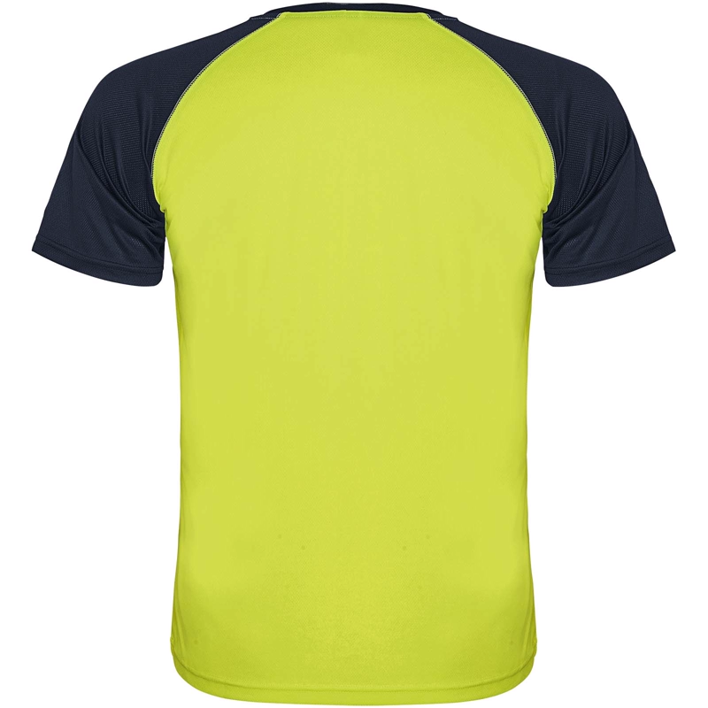 Indianapolis 140 g/m² kortærmet unisex sports t-shirt i farven Fluorgul / Marineblå