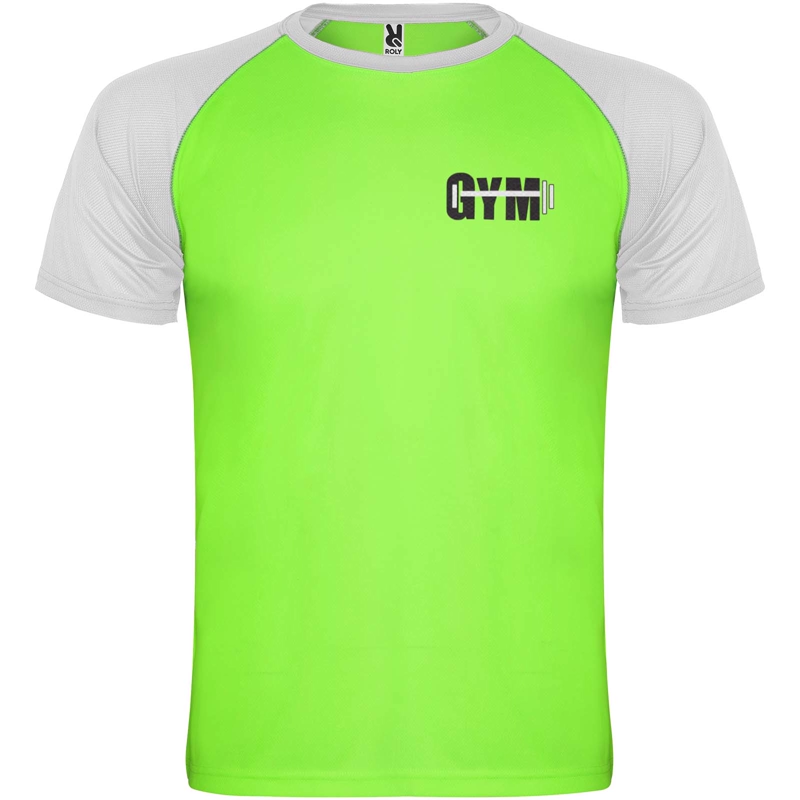 Indianapolis 140 g/m² kortærmet unisex sports t-shirt i farven Fluorgrøn / Hvid