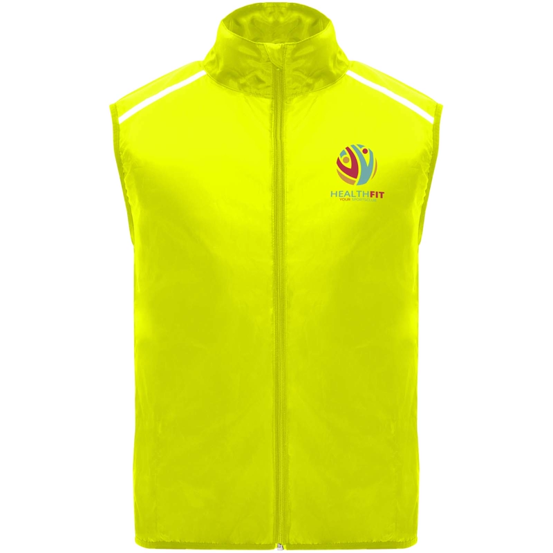 Jannu unisex letvægts bodywarmer til løb i farven Fluorgul