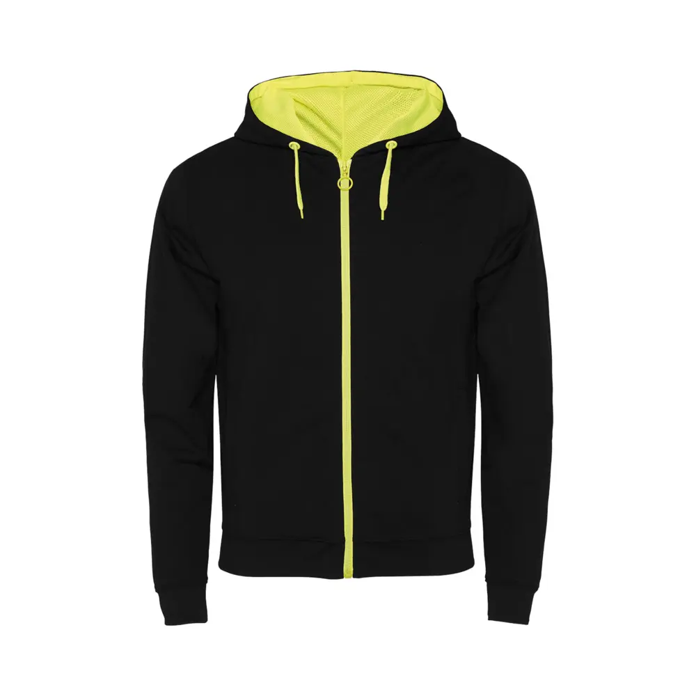 Fuji unisex sweatjakke i farven Ensfarvet sort / Fluorgul