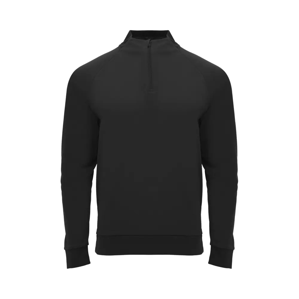 Epiro 200 g/m² langærmet unisex sweatshirt med kvart lynlås i farven Ensfarvet sort