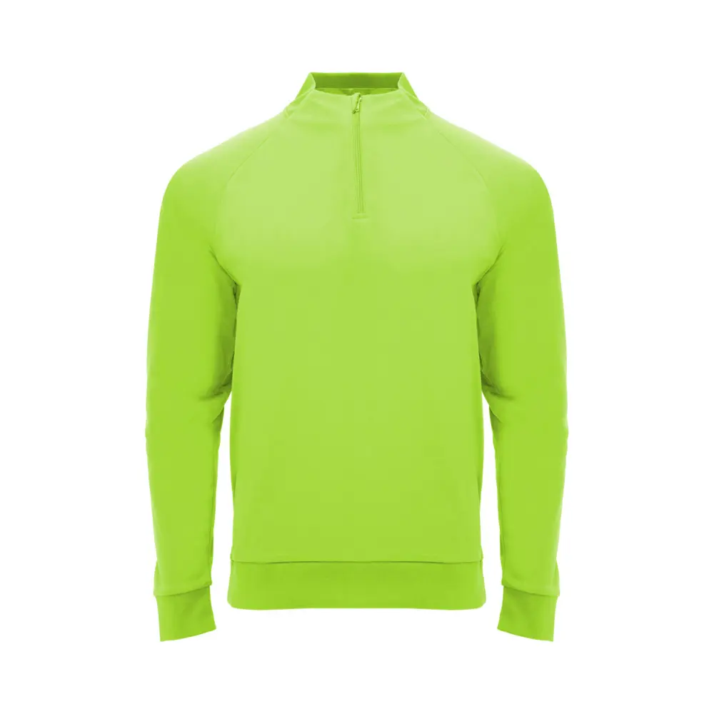Epiro 200 g/m² langærmet unisex sweatshirt med kvart lynlås i farven Fluorgrøn
