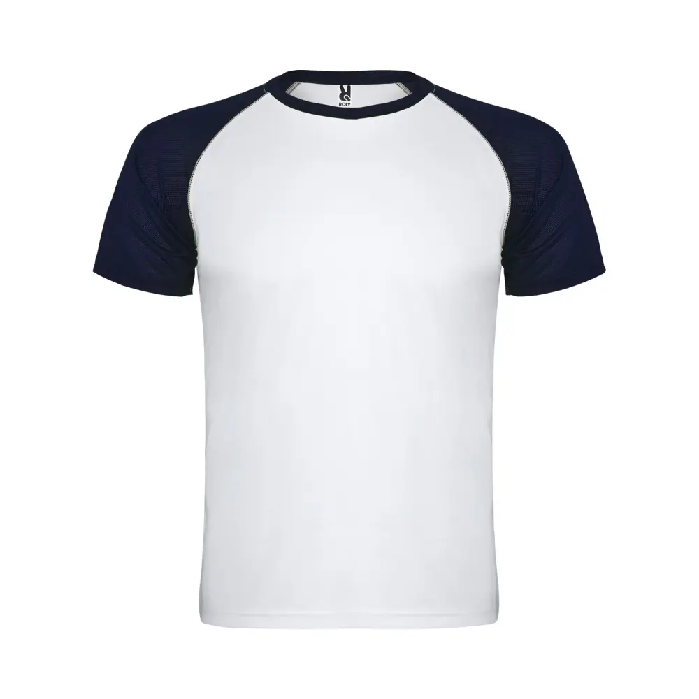 Indianapolis 140 g/m² kortærmet unisex sports t-shirt i farven Hvid / Marineblå