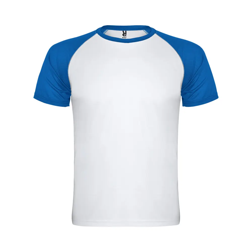 Indianapolis 140 g/m² kortærmet unisex sports t-shirt i farven Hvid / Kongeblå