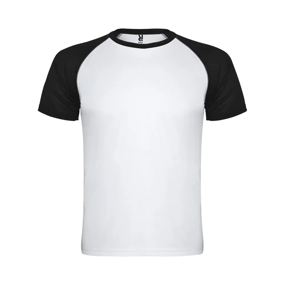 Indianapolis 140 g/m² kortærmet unisex sports t-shirt i farven Hvid / Ensfarvet sort