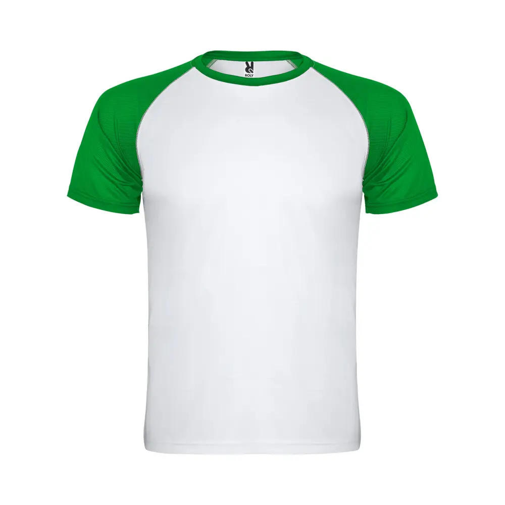 Indianapolis 140 g/m² kortærmet unisex sports t-shirt i farven Hvid / Bregne grøn