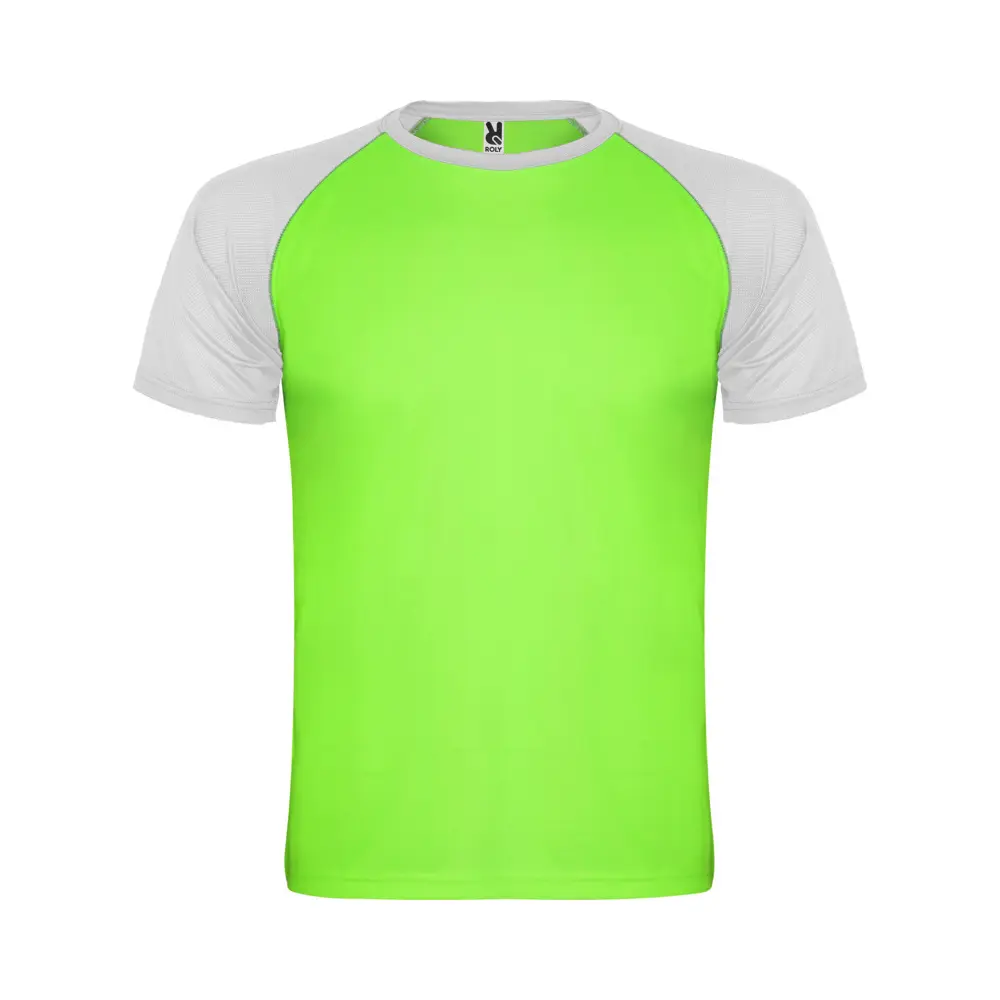 Indianapolis 140 g/m² kortærmet unisex sports t-shirt i farven Fluorgrøn / Hvid